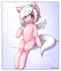 Size: 850x1000 | Tagged: safe, artist:hoodie, oc, oc only, pegasus, pony, semi-anthro, commission, female, mare, sitting, solo