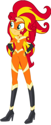 Size: 570x1400 | Tagged: safe, artist:sugar-loop, artist:sunsetshimmer333, edit, vector edit, mane-iac, sunset shimmer, equestria girls, g4, boots, clothes, cosplay, costume, female, high heel boots, simple background, solo, transparent background, vector