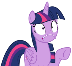 Size: 2184x1988 | Tagged: safe, artist:sketchmcreations, twilight sparkle, alicorn, pony, a royal problem, g4, female, folded wings, frown, mare, pointing, raised hoof, shocked, simple background, solo, speechless, transparent background, twilight sparkle (alicorn), vector