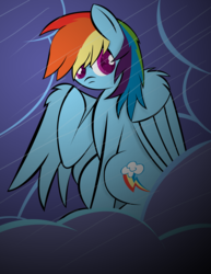 Size: 2550x3300 | Tagged: safe, artist:skyflys, rainbow dash, pony, g4, colored pupils, female, high res, rain, solo, storm