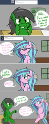 Size: 1280x3226 | Tagged: safe, artist:hummingway, oc, oc only, oc:feather hummingway, oc:swirly shells, pegasus, pony, ask-humming-way, comic, dialogue, duo, female, male, mare, speech bubble, stallion, tumblr, tumblr comic
