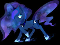 Size: 4000x3000 | Tagged: safe, artist:sawkssombercircus, princess luna, alicorn, pony, g4, black background, colored pupils, female, high res, simple background, smiling, solo