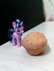 Size: 720x954 | Tagged: safe, artist:tortya, starlight glimmer, pony, unicorn, g4, food, irl, muffin, photo, solo, toy