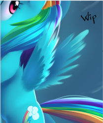 Size: 467x559 | Tagged: dead source, safe, artist:php69, rainbow dash, pony, g4, female, filly, filly rainbow dash, mare, solo, wip, younger