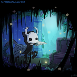 Size: 750x750 | Tagged: safe, artist:lumineko, changeling, crossover, hollow knight, mask, nail, raised hoof, solo, underground, video game, weapon