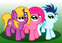 Size: 2955x2048 | Tagged: safe, artist:bryastar, soarin', oc, oc:bright star, oc:rose, pony, g4, colt, female, filly, high res, male