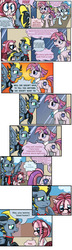 Size: 1105x3840 | Tagged: safe, artist:paintsplatteredponies, oc, oc only, oc:curtain call, oc:eventide flicker, oc:spotlight, pony, the clone that got away, comic, crying, diane, glasses, redesign