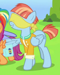 Size: 258x317 | Tagged: safe, screencap, windy whistles, pony, g4, parental glideance, blindfold, cropped, solo focus