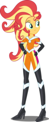 Size: 2999x7366 | Tagged: safe, alternate version, artist:sugar-loop, mane-iac, sunset shimmer, equestria girls, equestria girls specials, g4, my little pony equestria girls: movie magic, absurd resolution, boots, clothes, cosplay, costume, electric boogaloo, female, hand on hip, high heel boots, simple background, solo, transparent background, vector