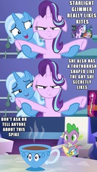 Size: 1500x2652 | Tagged: safe, edit, edited screencap, hundreds of users filter this tag, screencap, spike, starlight glimmer, trixie, dragon, a royal problem, all bottled up, rock solid friendship, comic, cup, female, floppy ears, i have no mouth and i must scream, inanimate tf, irony, kite, male, meme, rhyme, screencap comic, shipping, sparlight, spikebrush, straight, teacup, teacupified, that pony sure does love teacups, the amazing trio of friendship, toothbrush, transformation, trixie teacup