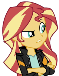 Size: 759x971 | Tagged: safe, edit, sunset shimmer, equestria girls, equestria girls specials, g4, my little pony equestria girls: movie magic, clothes, crossed arms, female, jacket, leather jacket, simple background, solo, transparent background, vector