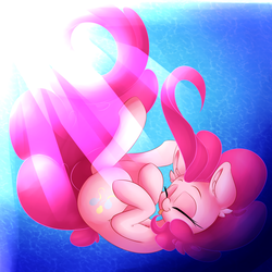 Size: 2500x2500 | Tagged: safe, artist:madacon, pinkie pie, earth pony, pony, g4, cute, diapinkes, eyes closed, female, high res, mare, smiling, solo, tongue out, underwater