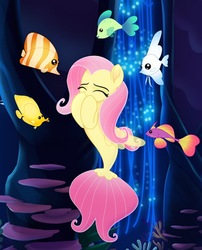 Size: 640x791 | Tagged: safe, screencap, fluttershy, angelfish, butterfly fish, fish, pegasus, pony, seapony (g4), tropical fish, g4, my little pony: the movie, bubble, coral, cropped, cute, dorsal fin, eyes closed, female, fin, fin wings, fins, fish tail, flowing mane, flowing tail, happy, mare, ocean, seaponified, seapony fluttershy, seaquestria, seaweed, shyabetes, smiling, solo, species swap, swimming, tail, throne room, underwater, water, wings