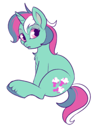 Size: 675x888 | Tagged: safe, artist:lulubell, fizzy, pony, unicorn, g1, g4, chest fluff, female, g1 to g4, generation leap, mare, simple background, sitting, solo, transparent background