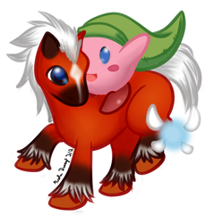 Size: 600x627 | Tagged: safe, artist:puppet-runo, pony, puffball, crossover, epona, kirby, kirby (series), navi, the legend of zelda