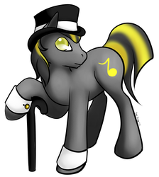 Size: 600x669 | Tagged: safe, artist:puppet-runo, oc, oc only, pony, cane, commission, hat, simple background, solo, top hat, white background