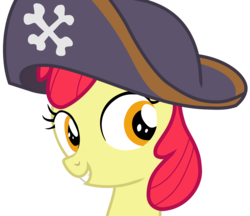 Size: 5000x4317 | Tagged: safe, artist:frownfactory, apple bloom, earth pony, pony, g4, hard to say anything, absurd resolution, female, hat, pirate, pirate hat, simple background, solo, spyrate, transparent background, vector