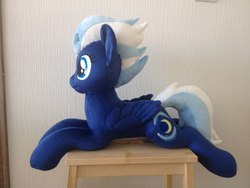 Size: 960x720 | Tagged: safe, artist:burgunzik, night glider, pony, g4, irl, photo, plushie, prone, solo, table