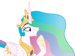 Size: 4906x3644 | Tagged: safe, artist:sketchmcreations, princess celestia, alicorn, pony, a royal problem, g4, absurd resolution, female, grin, hoof over mouth, mare, raised hoof, shit eating grin, simple background, smiling, smuglestia, solo, squee, transparent background, trollestia, vector