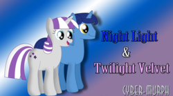 Size: 3335x1856 | Tagged: safe, artist:cyber-murph, night light, twilight velvet, pony, g4, couple, female, husband and wife, male, ship:nightvelvet, shipping, signature, straight