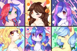 Size: 4133x2755 | Tagged: safe, artist:nitrogenowo, oc, oc only, pony, commission, cute, eyes closed, female, floppy ears, group, high res, mare, ocbetes, smiling