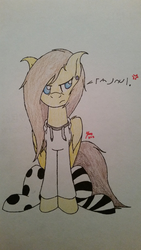 Size: 2988x5312 | Tagged: safe, artist:lunarspectrum, oc, oc only, oc:yoru, pegasus, pony, clothes, ear piercing, earring, high res, hoodie, jewelry, language barrier, mismatched socks, not happy, piercing, simple background, socks, solo, striped socks, traditional art, white background