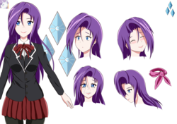 Size: 1023x721 | Tagged: safe, artist:achaoticdotstar, rarity, human, g4, clothes, concept art, cutie mark, humanized, looking at you, school uniform, simple background, smiling, white background