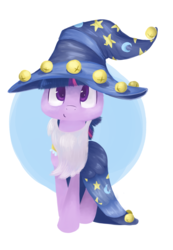 Size: 1063x1533 | Tagged: safe, artist:mapony240, star swirl the bearded, twilight sparkle, pony, g4, abstract background, cute, female, looking at you, smiling, solo, star swirl the bearded costume, twiabetes