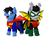 Size: 1024x768 | Tagged: safe, artist:usagi-zakura, bat pony, pony, damian wayne, jon kent, ponified, robin, simple background, superboy, white background