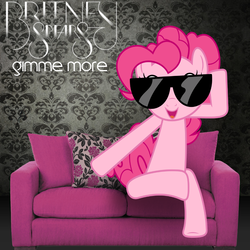Size: 800x800 | Tagged: safe, artist:luckreza8, artist:penguinsn1fan, pinkie pie, earth pony, pony, g4, britney spears, cover, female, gimme more, parody, solo, song reference, sunglasses