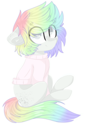 Size: 1024x1500 | Tagged: safe, artist:cinnamontee, oc, oc only, oc:oreo, earth pony, pony, clothes, floppy ears, simple background, solo, sweater, transparent background