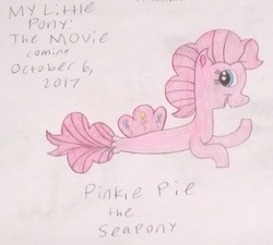 Size: 2426x2181 | Tagged: safe, artist:smurfettyblue, pinkie pie, seapony (g4), g4, my little pony: the movie, female, high res, seaponified, seapony pinkie pie, solo, species swap, traditional art