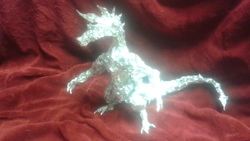 Size: 2560x1440 | Tagged: safe, artist:thefoilguy, spike, dragon, g4, adult, aluminum, foil, guardians of harmony, photo, sculpture, traditional art