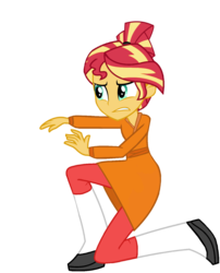 Size: 1024x1265 | Tagged: safe, artist:sketchmcreations, artist:sunsetshimmer333, edit, vector edit, sunset shimmer, equestria girls, g4, alternate hairstyle, chinese, clothes, cosplay, costume, crossover, disney, female, hair bun, mulan, ping, simple background, solo, transparent background, vector