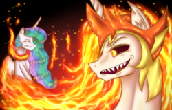 Size: 2490x1596 | Tagged: safe, artist:moonlightprincess002, daybreaker, princess celestia, alicorn, pony, a royal problem, g4, open mouth