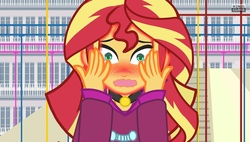 Size: 1280x727 | Tagged: safe, artist:minusclass, sonata dusk, sunset shimmer, equestria girls, g4, alternate clothes, clothes swap, female, solo