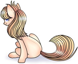 Size: 1657x1354 | Tagged: safe, artist:aliceub, oc, oc only, earth pony, pony, female, looking back, mare, rear view, simple background, sitting, solo, white background