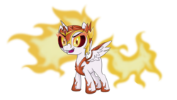 Size: 1024x576 | Tagged: safe, artist:bonsia-lucky, daybreaker, alicorn, pony, a royal problem, g4, diabreaker, fangs, female, filly, helmet, looking at you, mare, simple background, smiling, solo, transparent background, younger