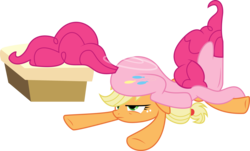 Size: 3716x2239 | Tagged: safe, artist:audiobeatzz, applejack, pinkie pie, pony, g4, games ponies play, asshat, butt, facewall, high res, plot, simple background, transparent background, vector