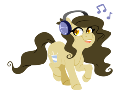 Size: 3145x2452 | Tagged: safe, artist:micky-ann, oc, oc only, oc:frosty bea, pony, headphones, high res, music notes, simple background, solo, transparent background