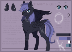 Size: 2900x2100 | Tagged: safe, artist:dustyonyx, oc, oc only, oc:starry night, pegasus, pony, female, high res, mare, reference sheet, solo, text