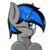 Size: 512x512 | Tagged: safe, artist:eclipsepenumbra, oc, oc only, oc:frost fang, pony, unicorn, blue eyes, blue hair, commission, cute, fangs, gray coat, one eye closed, profile picture, simple background, solo, tongue out, transparent background