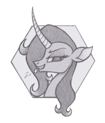 Size: 1301x1534 | Tagged: safe, artist:lockerobster, oleander (tfh), classical unicorn, pony, unicorn, them's fightin' herds, community related, female, horn, monochrome, simple background, solo, transparent background