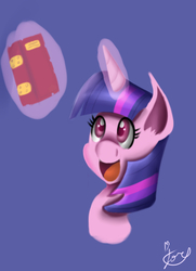 Size: 1624x2237 | Tagged: safe, artist:jorge123esp, twilight sparkle, pony, g4, book, cute, female, glowing horn, horn, magic, mare, open mouth, simple background, solo, telekinesis, that pony sure does love books, twiabetes