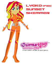 Size: 462x564 | Tagged: safe, artist:10networks, sunset shimmer, equestria girls, g4, bracelet, clothes, code lyoko, cutie mark, female, jewelry, knee pads, simple background, solo, transparent background, uniform