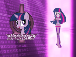 Size: 1024x768 | Tagged: safe, artist:10networks, twilight sparkle, alicorn, equestria girls, g4, bracelet, clothes, code lyoko, female, jewelry, knee pads, solo, twilight sparkle (alicorn), uniform, xana