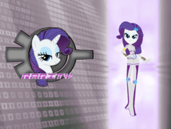 Size: 1024x768 | Tagged: safe, artist:10networks, rarity, equestria girls, g4, bracelet, clothes, code lyoko, cutie mark, diamond, female, jewelry, knee pads, solo, uniform, xana