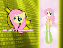 Size: 1024x768 | Tagged: safe, artist:10networks, fluttershy, equestria girls, g4, bracelet, clothes, code lyoko, cutie mark, eqg promo pose set, female, jewelry, knee pads, solo, uniform, wings, xana