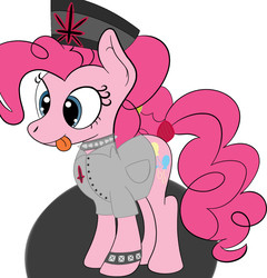 Size: 875x913 | Tagged: safe, artist:trimara, pinkie pie, earth pony, pony, g4, choker, clothes, female, goth, hat, nurse, simple background, solo, spiked choker, tongue out, white background
