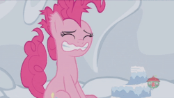 Size: 400x225 | Tagged: safe, screencap, pinkie pie, earth pony, pony, g4, not asking for trouble, brain freeze, female, gif, non-animated gif, shivering, snow, snow cake, solo